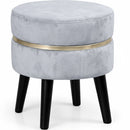 Pouf Sgabello Ø35x40,5 cm Design Moderno Poggiapiedi con Rivestimento in Velluto Cielo      
