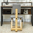 Sedia Inginocchiatoio con Movimento a Dondolo 51x84x93 cm in Tessuto Effetto Lino e Legno Grigio   