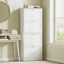 Scarpiera Salvaspazio 60x23,5x151 cm a 4 Cassetti con Ripiani Regolabili su 2 Livelliin MDF Bianco      