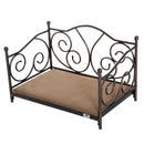 Lettino Cuccia per Cani e Gatti Struttura in Metallo con Cuscino Marrone 65x42x42 cm 