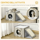 Cuccia per Gatti Pieghevole 73x42x34 cm in MDF e Sisal Grigio e Bianco