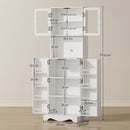 Mobile Dispensa Cucina 60x39,5x179,6 cm con 2 Armadietti e 8 Ripiani in Legno e Acrilico Bianco      