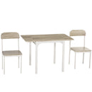 Set Tavolo e 2 Sdie da Giardino in Metallo e Legno Naturale