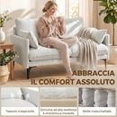 Divano 2 Posti 131x78x83 cm con Braccioli Imbottitura Spessa e 2 Cuscini in Tessuto Bianco      