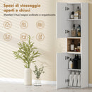 Mobile da Bagno 30x24x140 cm a 2 Ante con Spazio Aperto e Ripiani Regolabili in Legno Bianco      