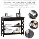 Consolle Ingresso 2 Cassetti 100x30,5x80 cm in MDF Nero