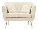 Divanetto Budapest Crema con Cuscini 130x83x91 cm in Compensato e Spugna e Ferro e Poliestere Crema      