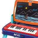 Tastiera Gioco Musicale 25 Tasti con Lavagna a 2 Lati per Bambini Gioco Educativo 3+ Anni Multicolore      