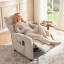 Poltrona Massaggiante e Reclinabile a 160° con Poggiapiedi e Telecomando, 66x91x108 cm, in Ciniglia Bianco Crema      