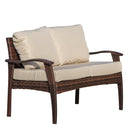 Divano 2 Posti da Giardino 120x63x77 cm in Rattan con Cuscini Marrone e Cachi