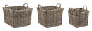 Set 3 Ceste 2 Maniglie Narra Quadrate in Fibre Naturali