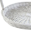 Set 2 Cesti Rotondi Piatti in Vimini con Manico Larghezza 50 cm