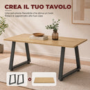 Set 2 Gambe per Tavolo 60x10x43 cm Trapezoidali con 12 Fori e 12 Viti Capacità 75 kg in Acciaio Nero      
