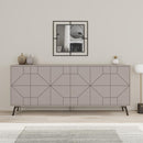 Madia con 6 Ante Credenza 184x35x77,4 cm Design Geometrico Moderno in Legno Rovere Tortora     