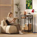 Tavolo Consolle 55x30x85 cm con Ripiani Aperti a 3 Livelli in Acciaio Nero      