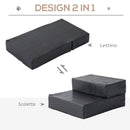 Scaletta per Cani Materassino 2 in 1 45x39x20 cm in PU e Gommapiuma Nero