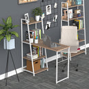 Scrivania Pieghevole da Ufficio 106x48x128 cm con Libreria in Legno e Metallo  Bianco e Rovere