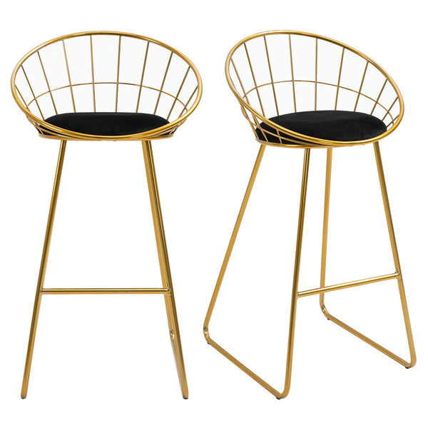 prezzo Set 2 Sgabelli Alti da Bar 52,5x47x97 cm in Metallo Oro