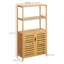 Mobiletto Bagno 2 Ripiani 2 Ante 60x30x120 cm in Bambù