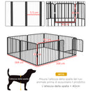 Recinto per Cani a 8 Pannelli Modulabili 164x164x60 cm da Interno ed Esterno in Acciaio Nero  