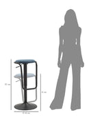 Sgabello Bar Destiny Navy Ø41x61 cm in Ferro e Compensato e Spugna e Poliestere Nero e Blu      