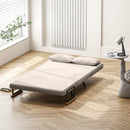 Divano Letto con Schienale Reclinabile e 2 Cuscini in Tessuto Effetto Velluto Bianco Crema  