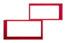 Set 2 Mensole Cubo da Parete Rettangolare in Fibra di Legno Bislungo Rosso
