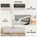Set da Esterno 3 Pezzi Tavolo con Piano in Vetro e 2 Sedie con Cuscini Bianco   
