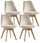 Set 4 Sedie 48,5x47x81,5 cm in Velluto Ecru
