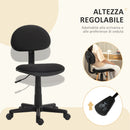 Sedia da Ufficio Girevole 43x51x73-85 cm in Tessuto Elastico Nero   