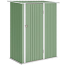 Capanno Porta Attrezzi 142x86x189 cm con Tetto Inclinato e Porta Bloccabile in Metallo Verde Chiaro      