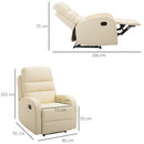 Poltrona Relax Reclinabile con Poggiapiedi in Similpelle Crema 