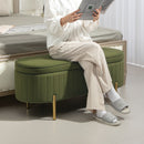 Panca Contenitore Ovale 108x44x43,5 cm da 72L in Tessuto Effetto Velluto Verde  