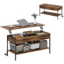 Tavolino da Caffè in Stile Industriale 95x40x46,5 cm con Vano Nascosto e Ripiano in Legno Marrone 