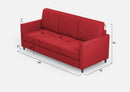 Divano 3 Posti 198x85x85 cm Karay in Tessuto Rosso