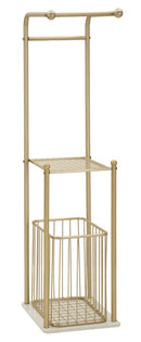 Porta Asciugamani da Terra Root 40x30x122 cm in Metallo e Marmo Artificiale Oro e Bianco      