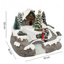 Villaggio Natalizio 20x19x16 cm in Resina con Luci Suoni e Movimento