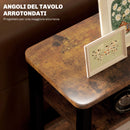 Tavolino da Soggiorno Laterale 46x18x58,5 cm in Stile Industriale 2 Ripiani in Legno e Metallo Marrone