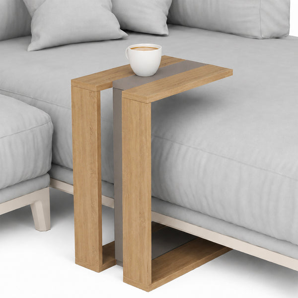 Tavolino da Caffè 57x40x30 cm Porta PC Laterale Divano in Legno MDF Quercia e Moka sconto