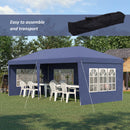 Gazebo da Giardino  Regolabile in Altezza con Pareti Removibili 6x3m in Acciaio e Poliestere Blu