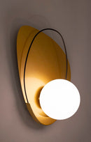 Lampada da Muro Circly 28x17x32 cm in Vetro e Ferro Oro e Nero e Bianco      