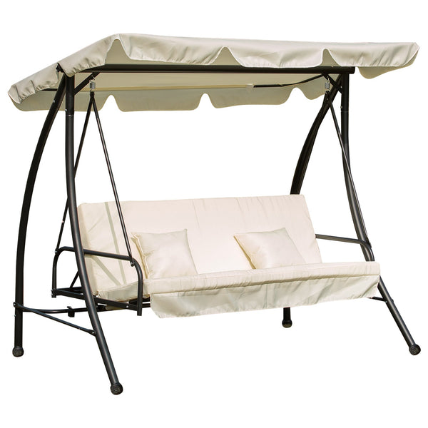 acquista Dondolo da Giardino 3 Posti con Tettuccio Crema 200x125x170 cm
