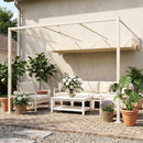 Pergola Addossata 3x3 m con Tetto Retrattile Scorrevole UV30+ e Fori di Drenaggio Beige      