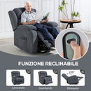 Poltrona Elettrica Alzapersona Reclinabile 135° con Poggiapiedi in Tessuto Effetto Lino Grigio Scuro      