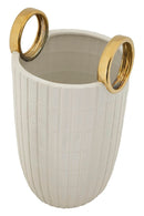 Vaso Ceramica Shopping Ø18x25 cm in Ceramica Bianco e Oro      