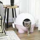 Lettiera Chiusa per Gatti 53x51x48 cm Rotonda con Uscita Raccogli Sabbia in PP e PC Bianco e Rosa  
