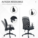 Sedia Poltrona Operativa da Ufficio 58x56x97,5-106,5 cm Funzione Dondolo e Tessuto a Rete Nero