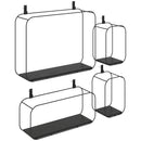 Set 4 Pezzi Mensole Flottanti Geometriche per Soggiorno in Metallo e MDF Nero      