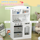 Cucina Giocattolo per Bambini 60,1x31,7x92,9 cm con Luci e Utensili in MDF e PP Bianca
