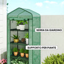 Serra da Balcone a 4 Livelli 69x50x165 cm con 4 Rotelle e Ingresso Avvolgibile in Acciaio e PE Verde      